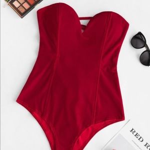 velvet bandeau bodysuit